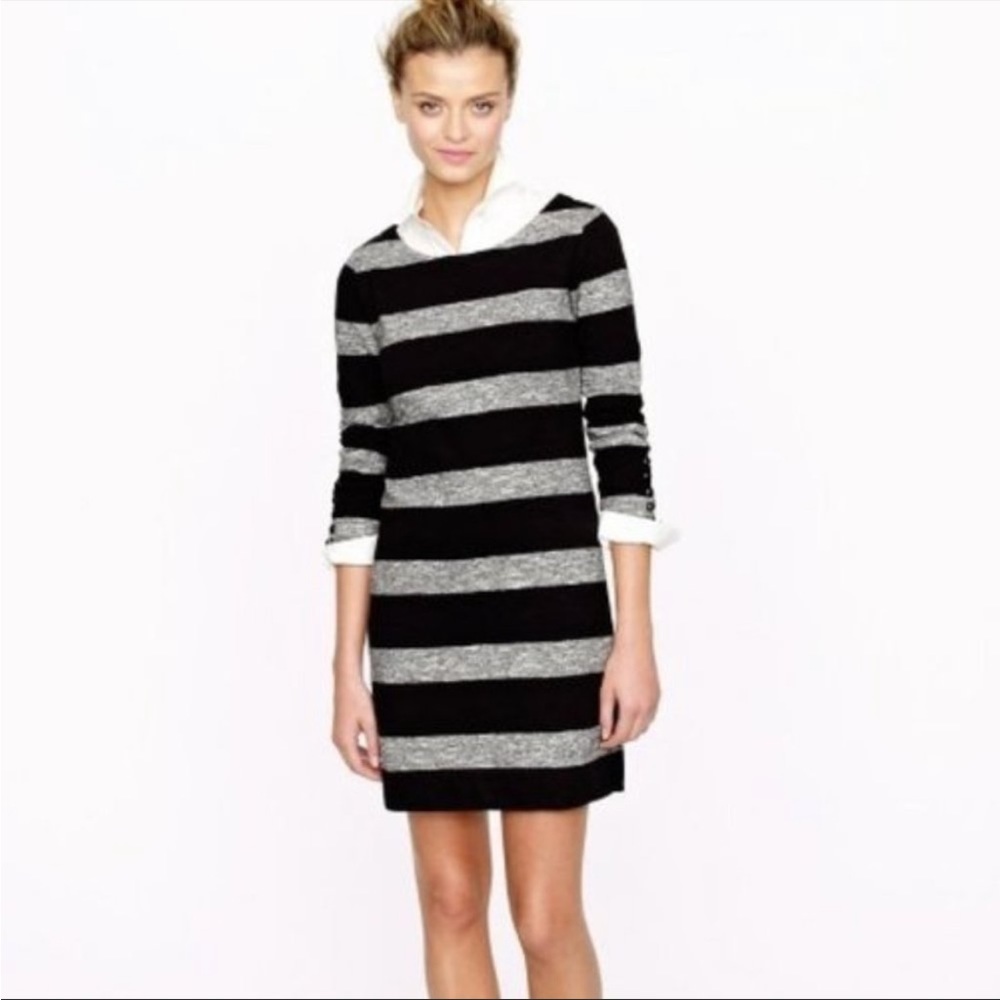 J crew black grey striped maritime dress XS